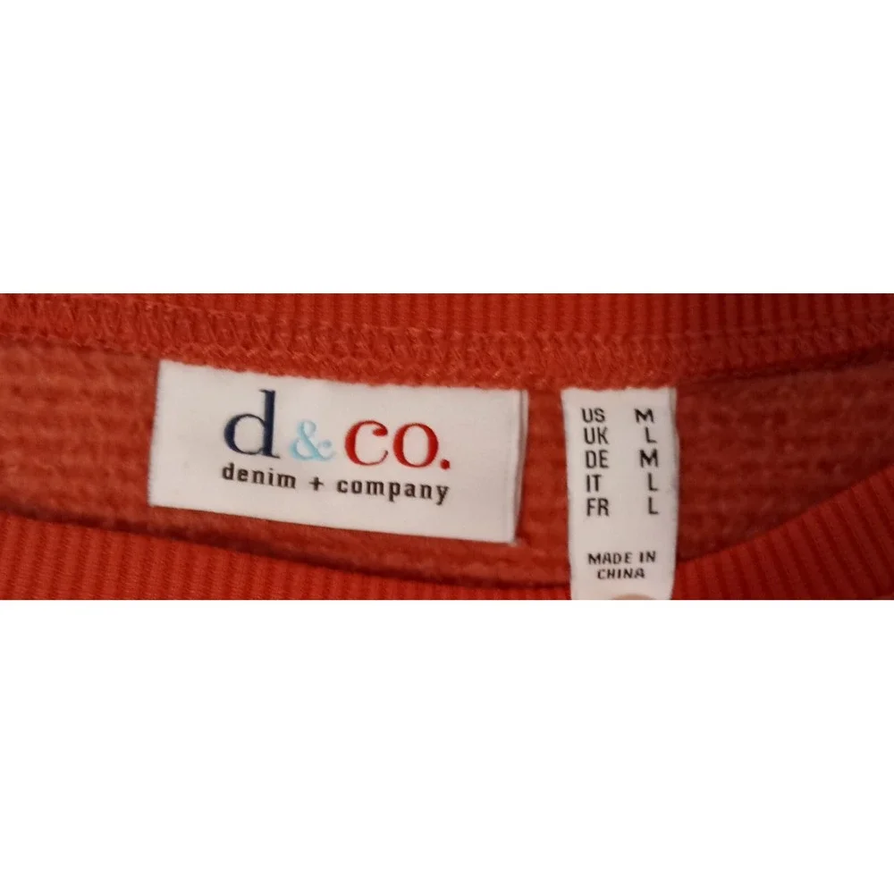 Denim & Company Orange Waffle Knit Sweatshirt Women's Size Medium Pre-owned